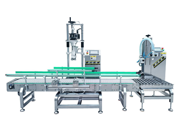 研磨助劑灌裝機-單頭稱重灌裝旋蓋生產(chǎn)線